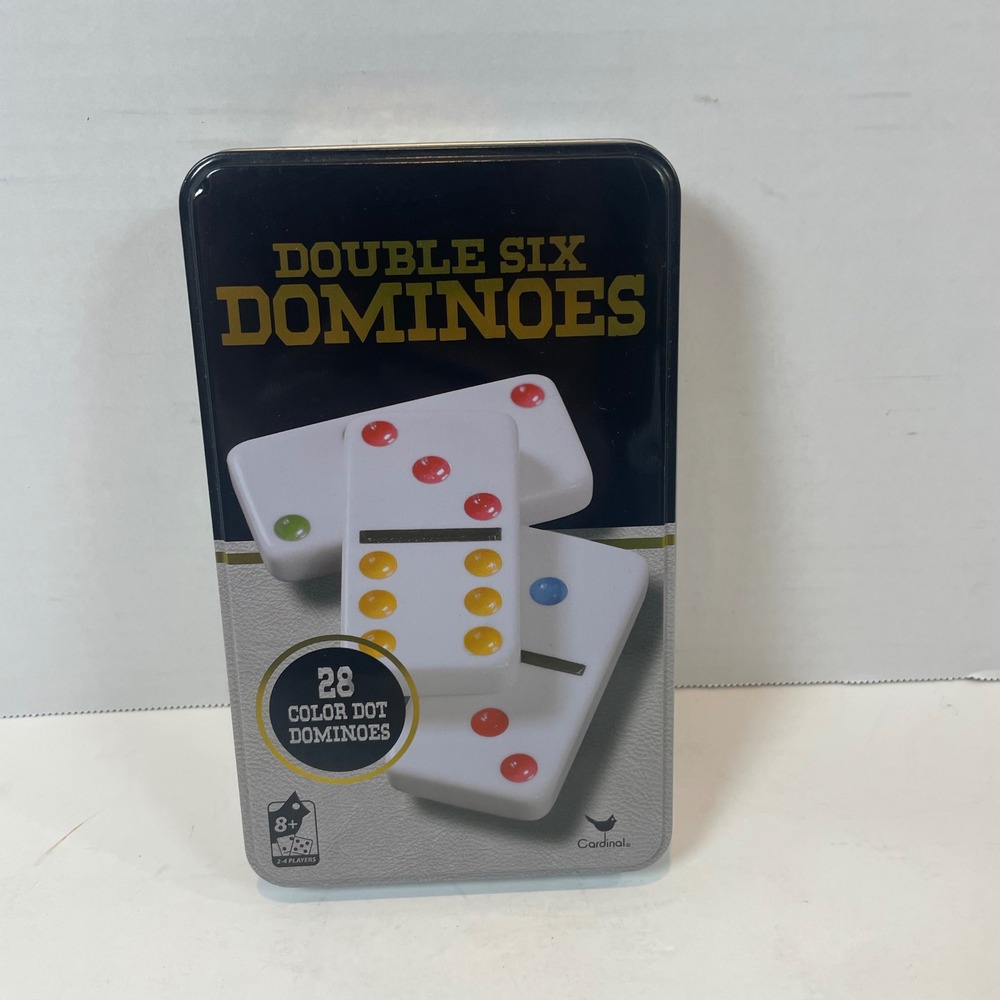Cardinal Dominoes Game Unisex‎ OS Multi Double Six Color Dot 28pc Set with Tin